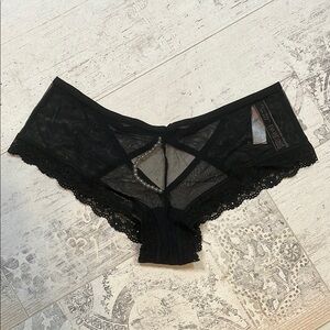 Victorias Secret Very Sexy Black Mesh and Lace Cheeky Panties with Pearl Detail